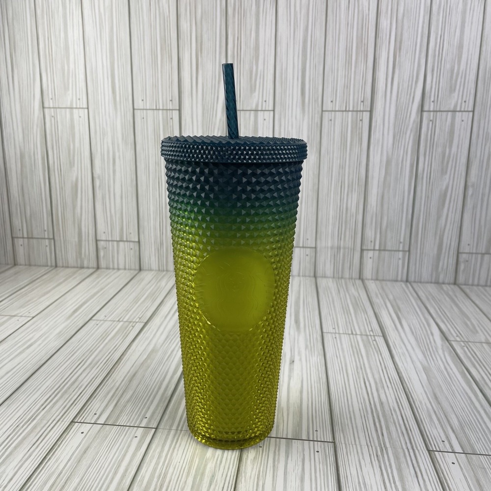 Starbucks 2023 Green/Yellow Ombre Studded Tumbler Cold Cup 24 oz Venti‎